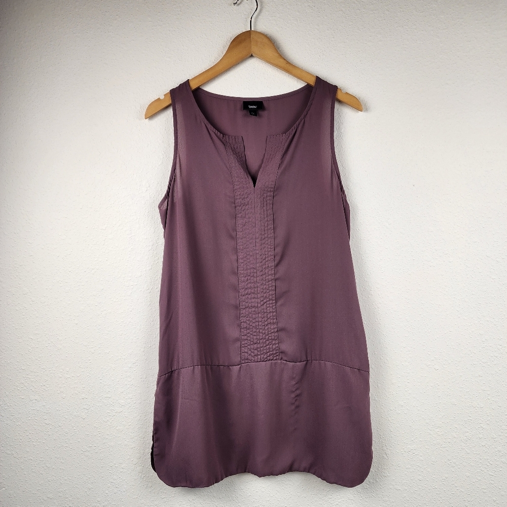 Mossimo Sleeveless Tunic Blouse Purple Plum Split Neck Size M Career Office